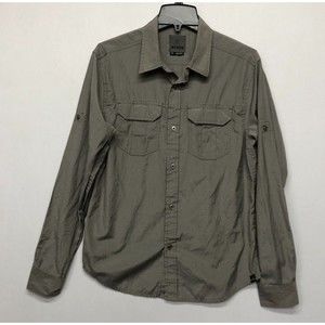 prAna Men Long Roll Tab Sleeves Button Shirt Top Size Small Front Pocket B212 -6